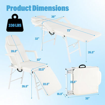 73 Inch Portable Tattoo Salon Facial Bed Massage Table, White Spa & Salon at Gallery Canada