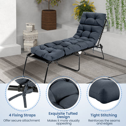 Ensemble de coussins de chaise longue d'extérieur 73" x 22", dossier haut, gris