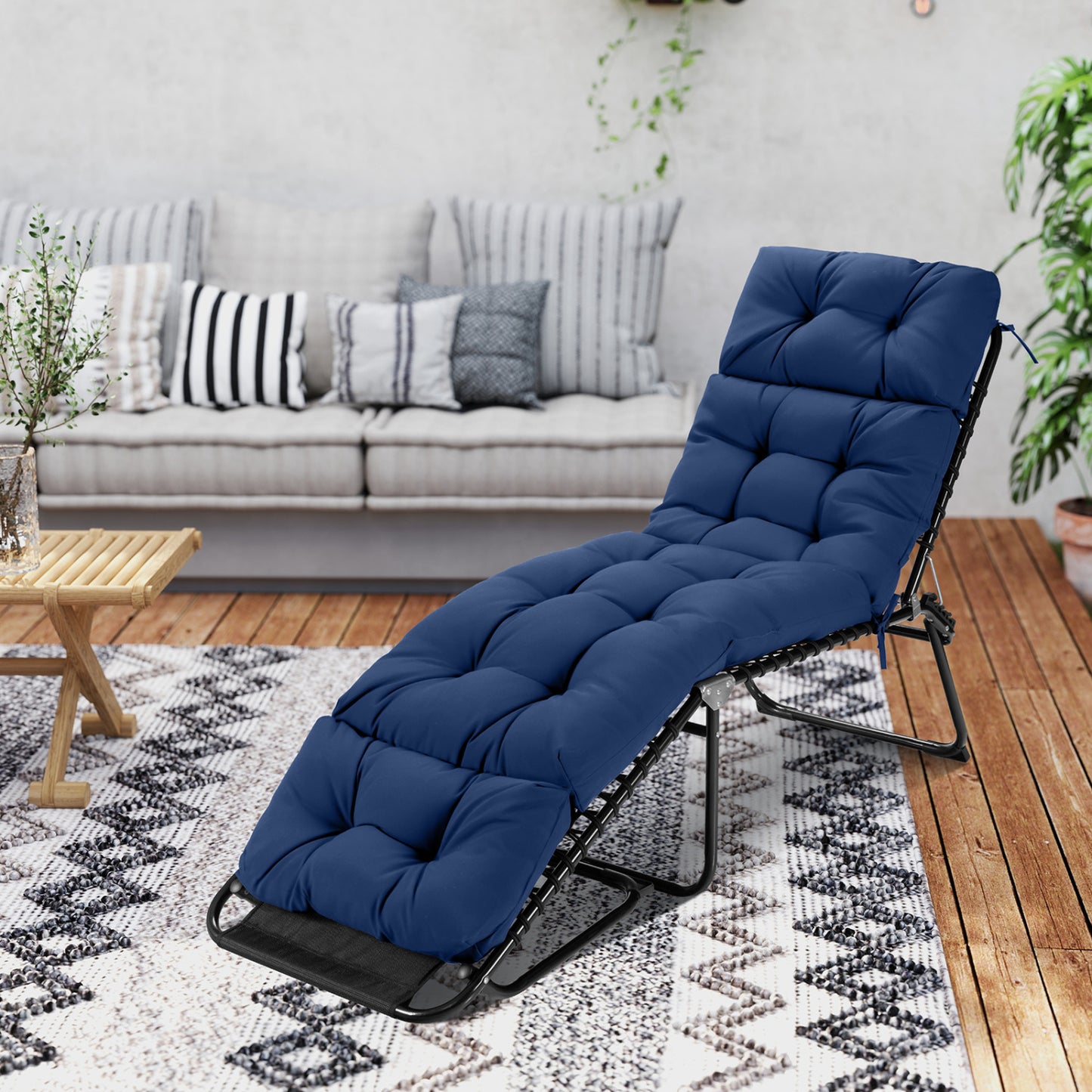 Outdoor Chaise Cushion Set of 2, 73x22, High Back, Navy