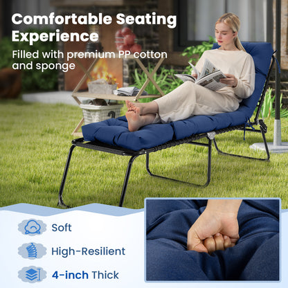Outdoor Chaise Cushion Set of 2, 73x22, High Back, Navy