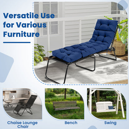 Outdoor Chaise Cushion Set of 2, 73x22, High Back, Navy