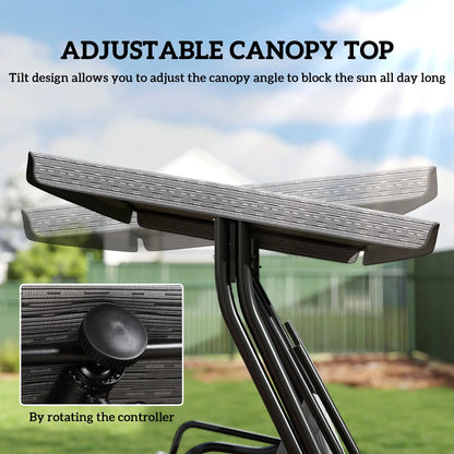 3-Person Patio Swing Bench With Canopy, Grey Patio Swings with Stand at Gallery Canada