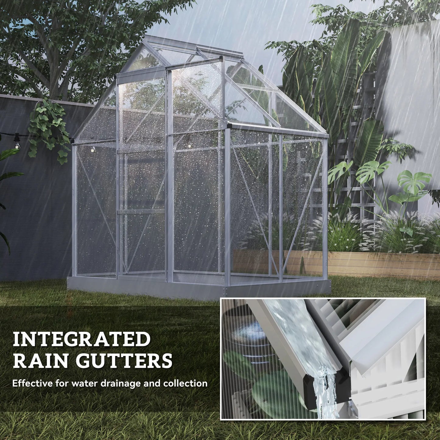 6' x 4' Walk-In Greenhouse, Polycarbonate, Sliding Door, Window, Aluminium Frame, Silver Walk In Greenhouses at Gallery Canada