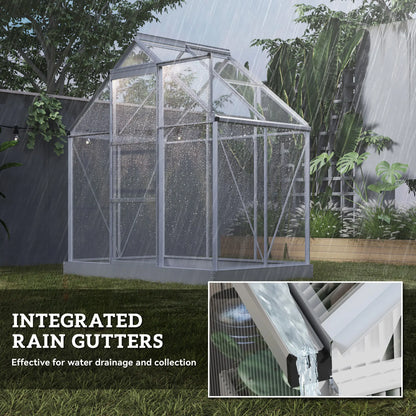 6' x 4' Walk-In Greenhouse, Polycarbonate, Sliding Door, Window, Aluminium Frame, Silver Walk In Greenhouses at Gallery Canada