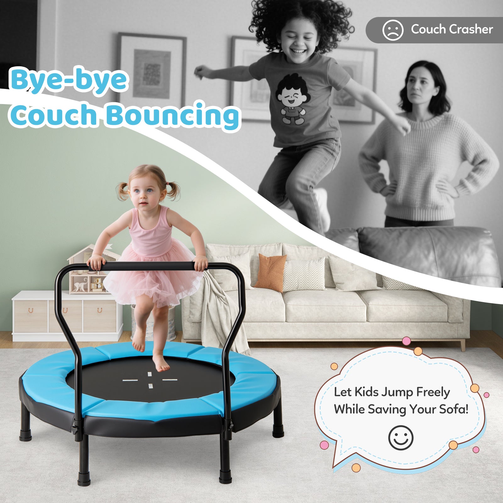 40 Inch Trampoline for Kids Indoor Outdoor Fitness Trampoline, Blue Trampolines at Gallery Canada