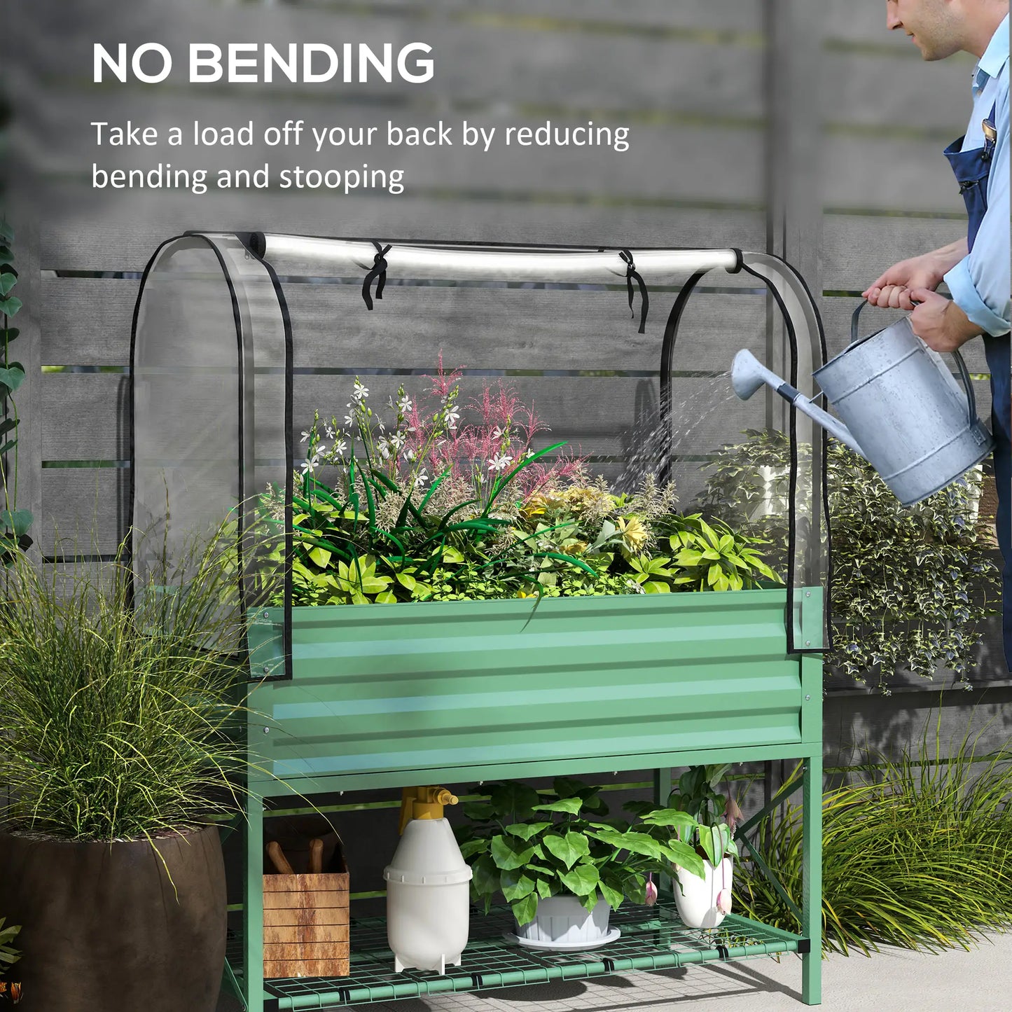 Metal Raised Garden Bed With Cover, 48 Inch, Green Elevated Garden Beds at Gallery Canada
