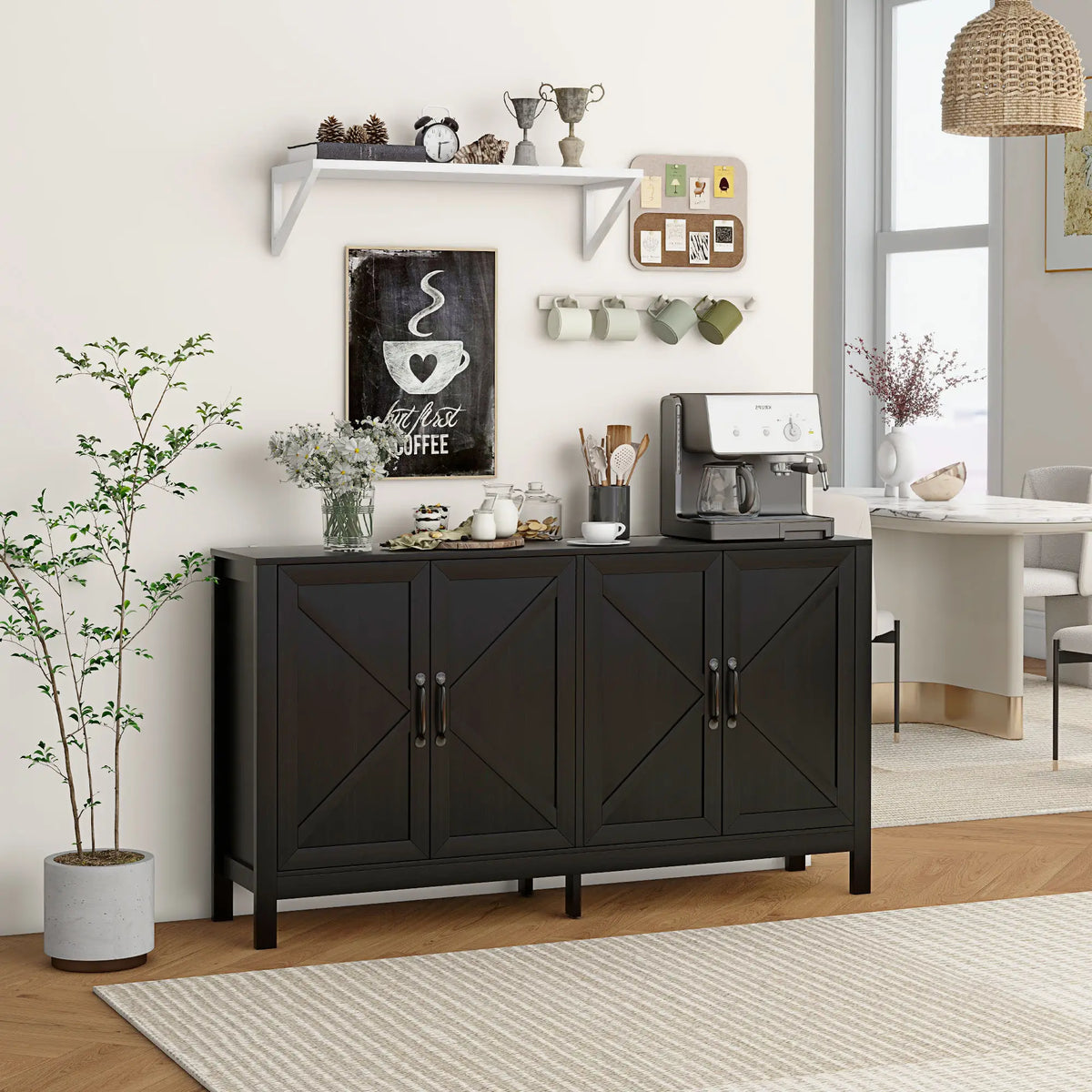 Sideboard Buffet, Storage Cabinet, TV Stand for 65 Inches, Black Oak Bar Cabinets at Gallery Canada