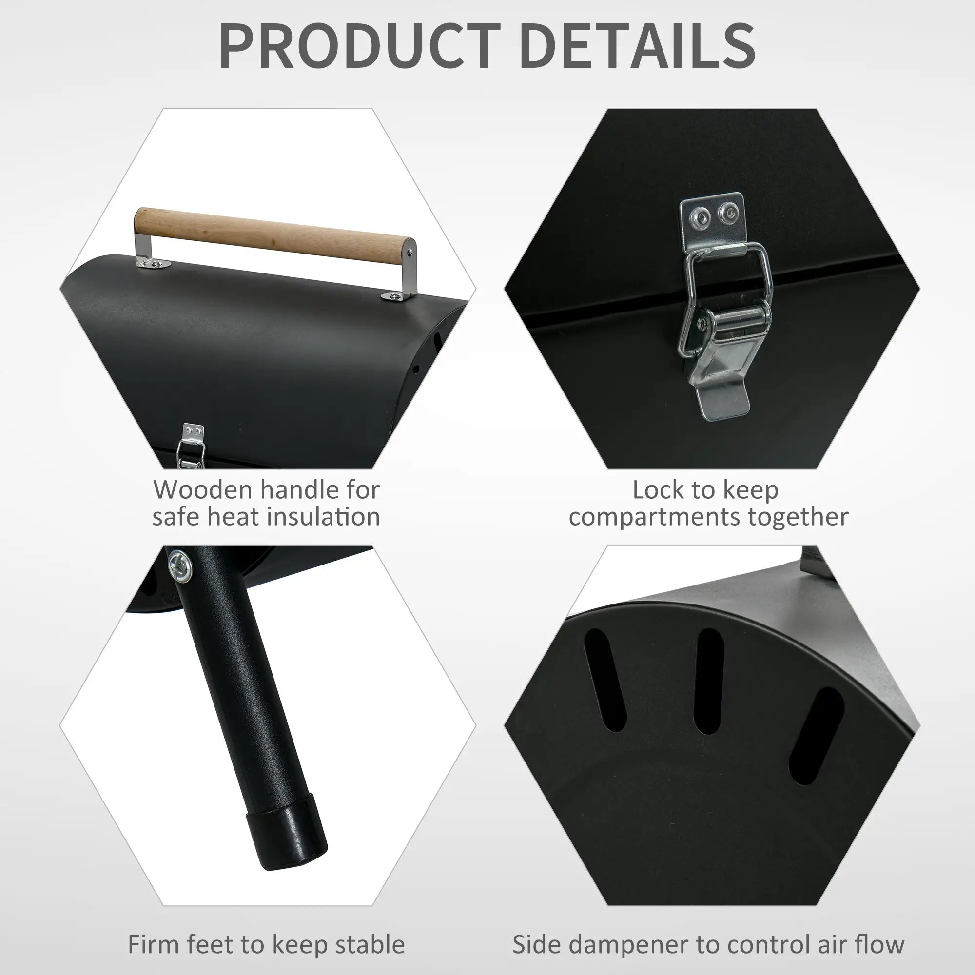 Outdoor Charcoal BBQ Grill, Tabletop Folding Barbecue, 17.3