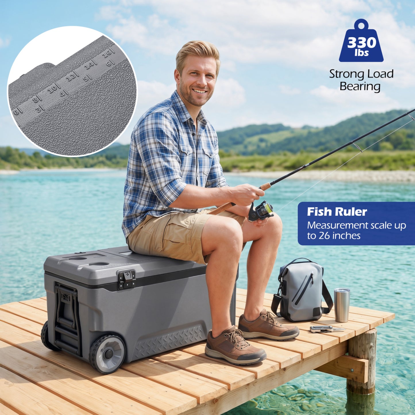 74 Qt Portable Rolling Cooler, Gray Coolers at Gallery Canada