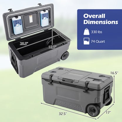 74 Qt Portable Rolling Cooler, Gray Coolers at Gallery Canada