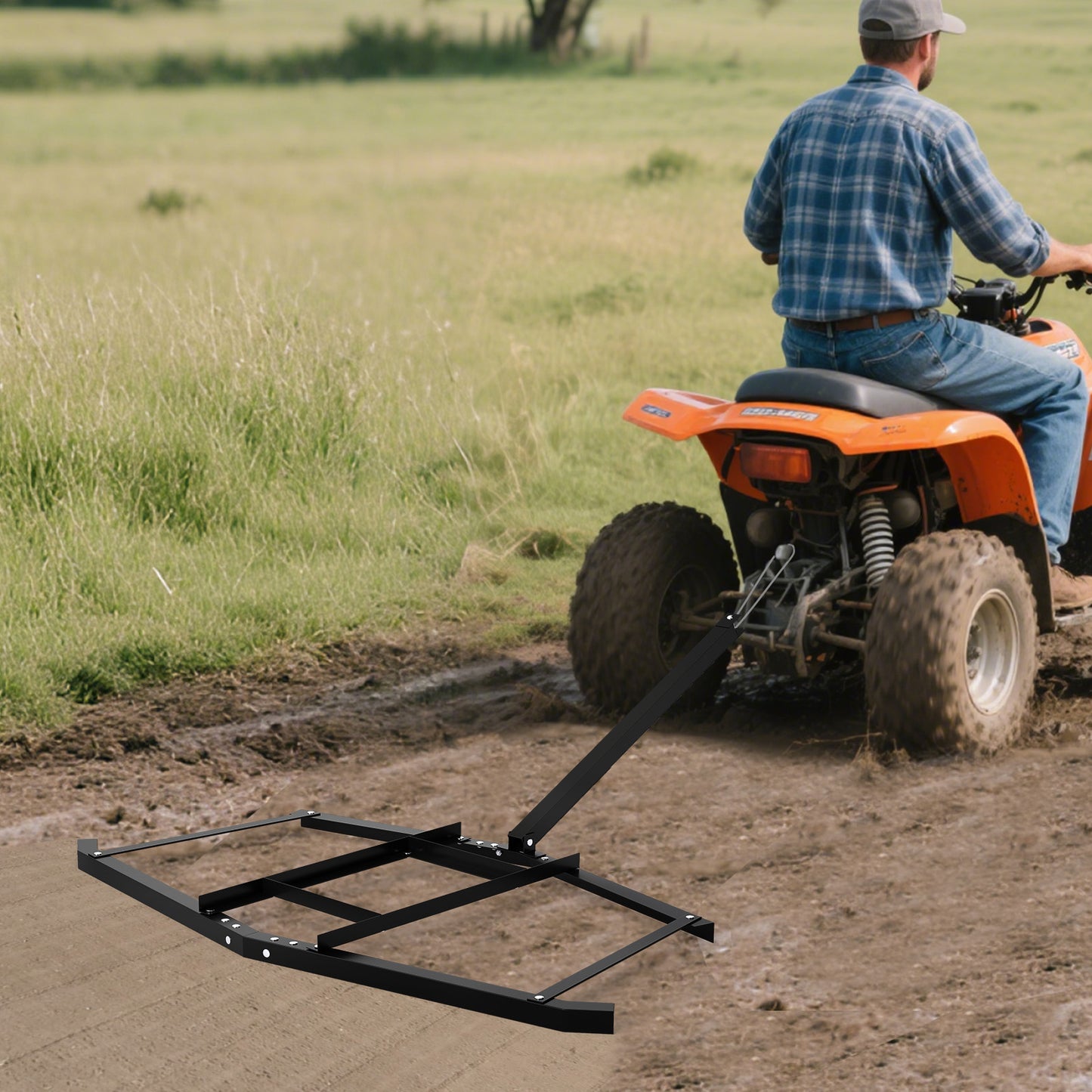 74" Wide Driveway Drag Tow Behind Leveling Rake, Black Lawn Care Tools at Gallery Canada