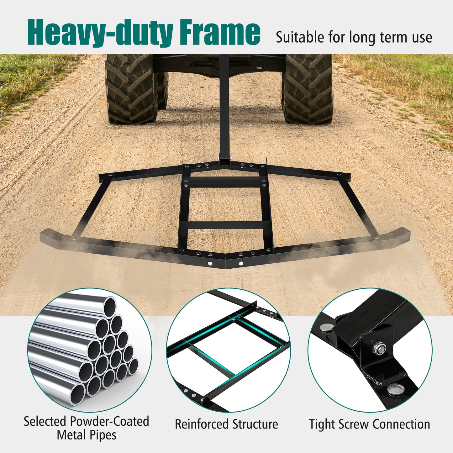 74" Wide Driveway Drag Tow Behind Leveling Rake, Black Lawn Care Tools at Gallery Canada