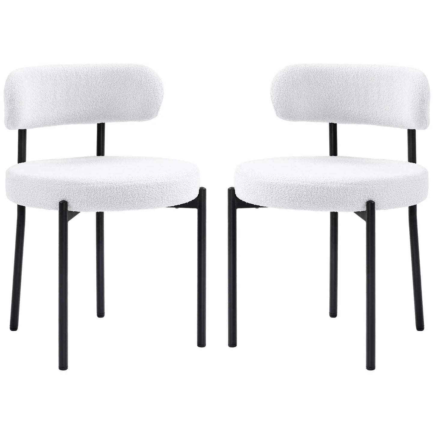 2 Kitchen Chairs, Modern Dining, Berber Fleece Upholstery, Steel Legs, Cream White Dining Chairs Cream at Gallery Canada
