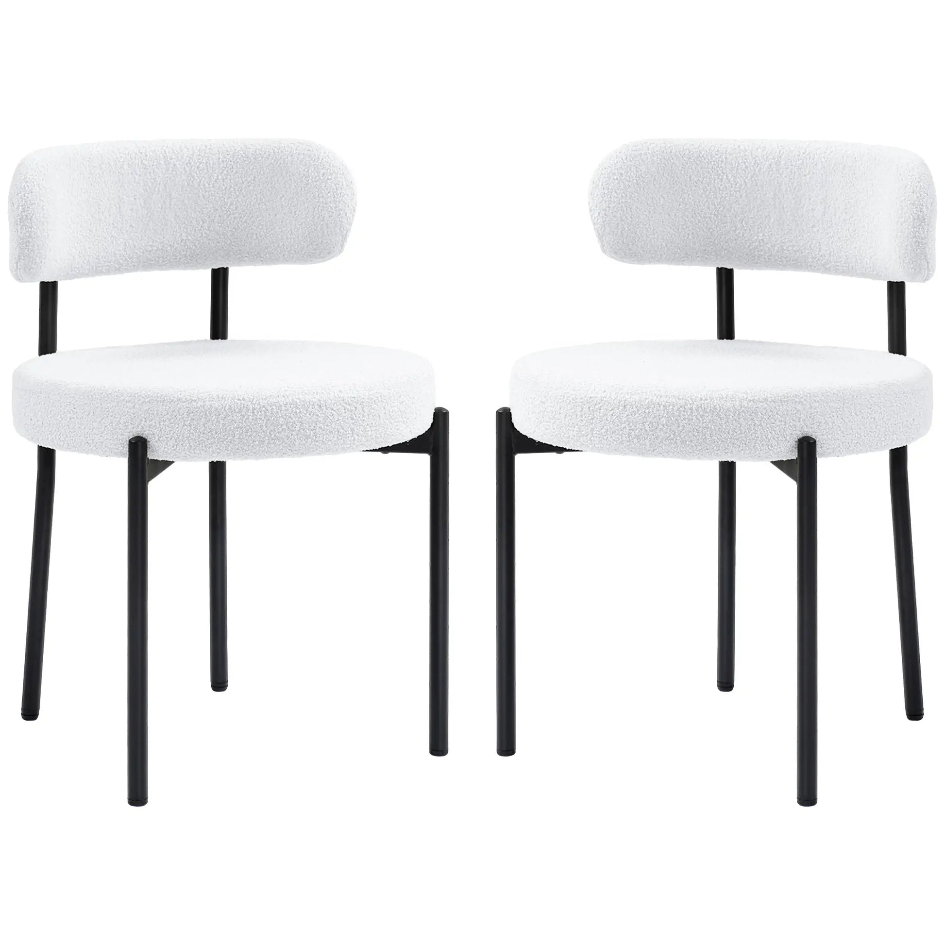 2 Kitchen Chairs, Modern Dining, Berber Fleece Upholstery, Steel Legs, Cream White Dining Chairs Cream at Gallery Canada