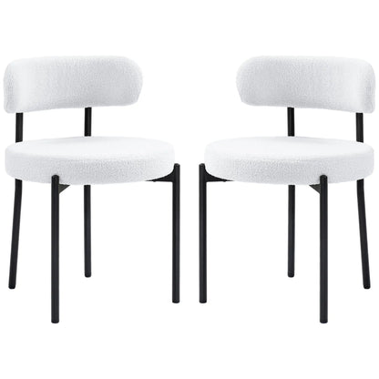 2 Kitchen Chairs, Modern Dining, Berber Fleece Upholstery, Steel Legs, Cream White Dining Chairs Cream at Gallery Canada