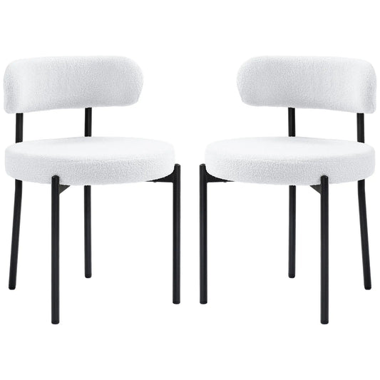 2 Kitchen Chairs, Modern Dining, Berber Fleece Upholstery, Steel Legs, Cream White Dining Chairs Cream at Gallery Canada