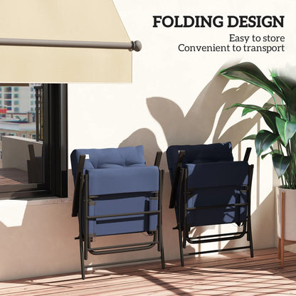 Outdoor Folding Chairs, Set of 2, Adjustable Backrest, Padded, Blue Patio Chairs at Gallery Canada