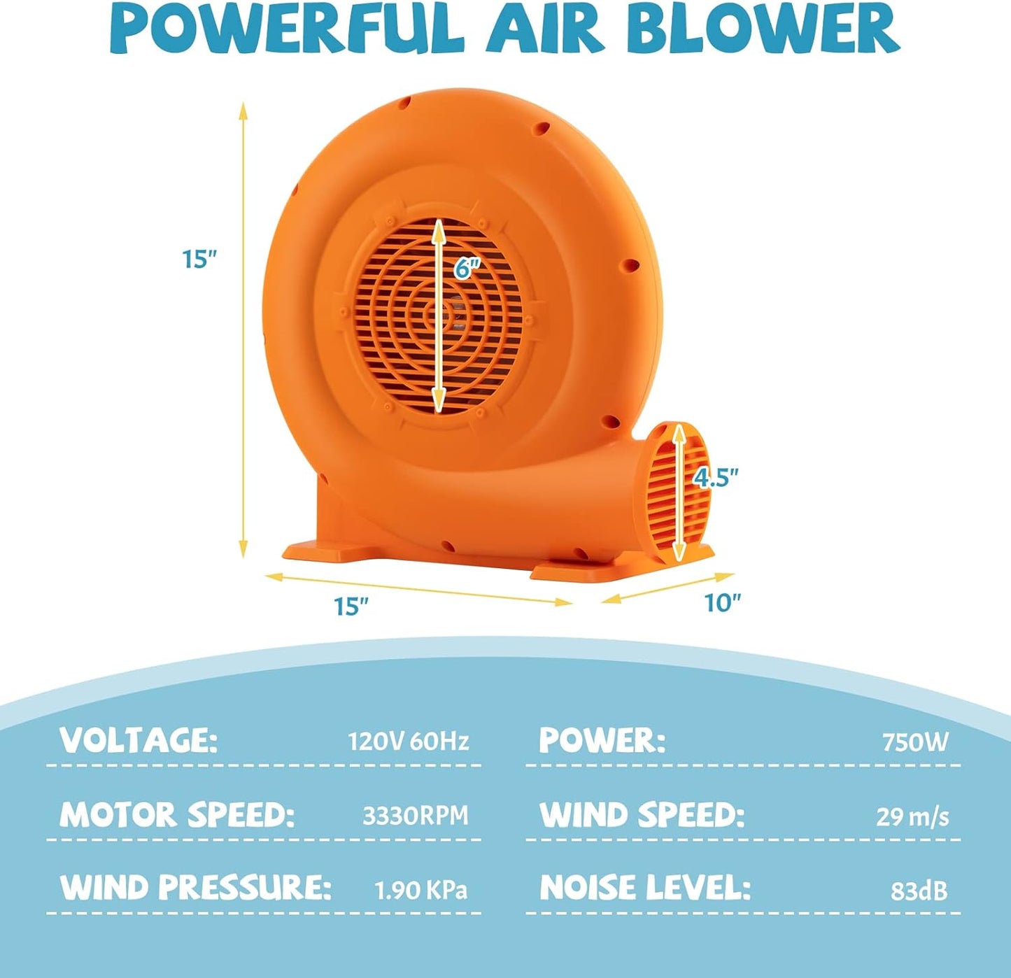680W Air Blower, 1.0HP, 25 Feet Wire, GFCI Plug, Orange Air Blowers at Gallery Canada