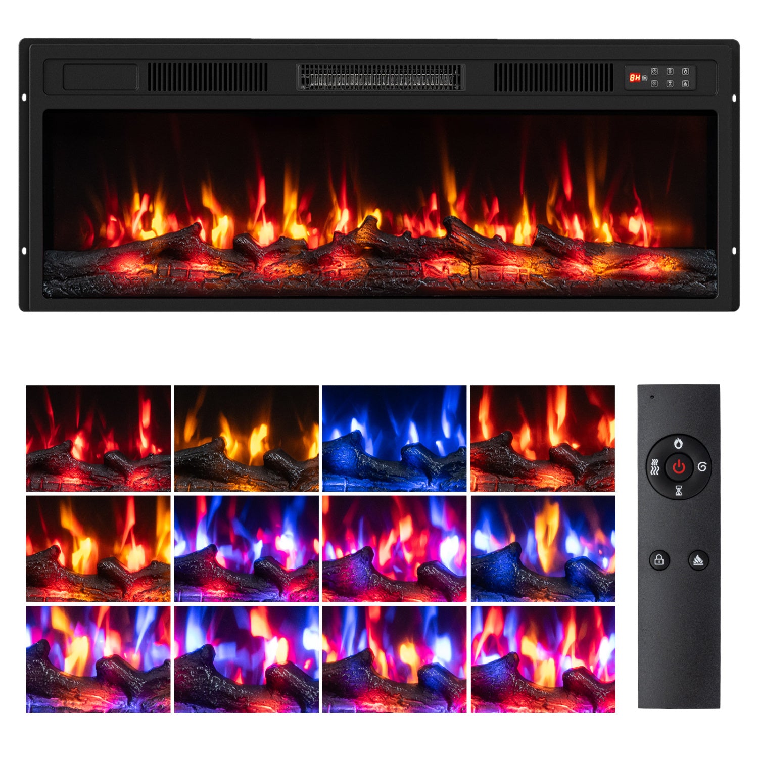 1500W Electric Fireplace Insert, Remote Control, 36