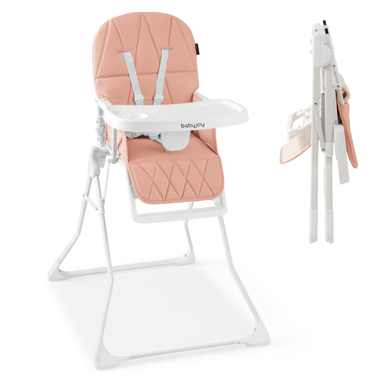 Easy Clean Compact Highchair with Removable Adjustable Tray and PU Seat Cushion, Pink Nursery Furniture at Gallery Canada