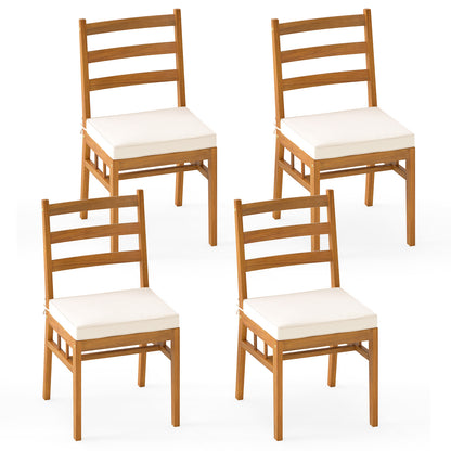Outdoor Wooden Dining Chair Set of 4 with Padded Seat Cushions, White Patio Dining Chairs White at Gallery Canada