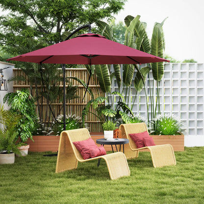 9.5' Cantilever Umbrella, Wind Protection, Crank, Cross Base, UPF 50+, Red Offset Cantilever Umbrellas at Gallery Canada