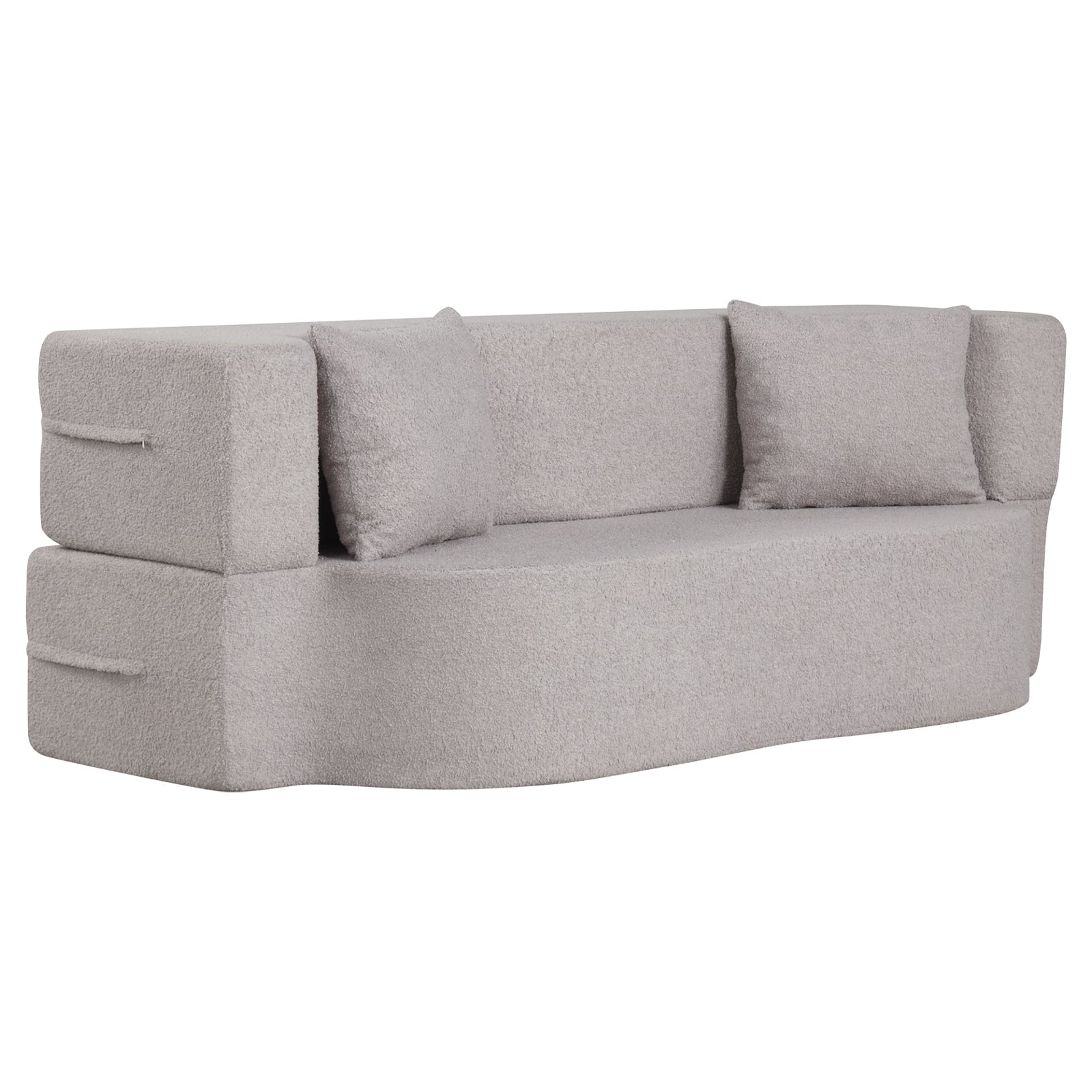 75.5 Inch Folding Sofa Bed, Convertible Teddy Fleece Loveseat, Gray Sofas & Loveseats Gray at Gallery Canada