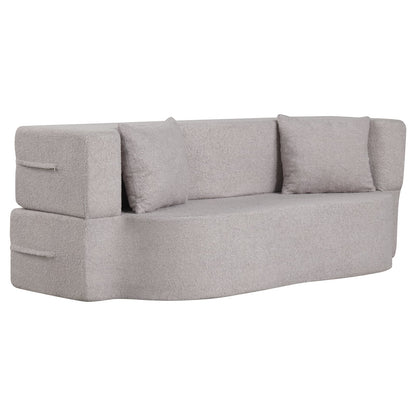 75.5 Inch Folding Sofa Bed, Convertible Teddy Fleece Loveseat, Gray Sofas & Loveseats Gray at Gallery Canada