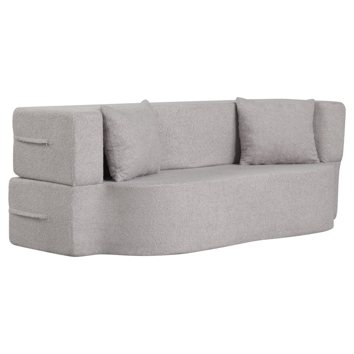75.5 Inch Folding Sofa Bed, Convertible Teddy Fleece Loveseat, Gray Sofas & Loveseats Gray at Gallery Canada