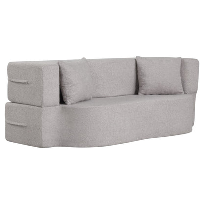 75.5 Inch Folding Sofa Bed, Convertible Teddy Fleece Loveseat, Gray Sofas & Loveseats Gray at Gallery Canada