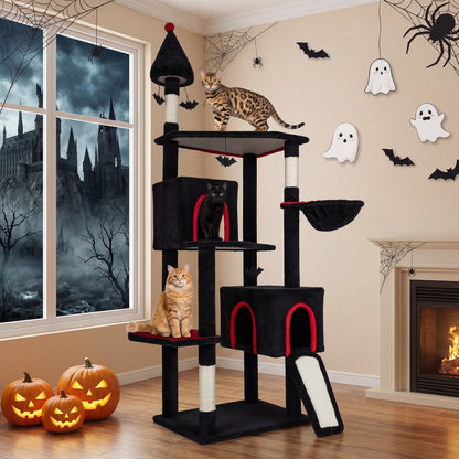 75 Inch Cat Tree, 2 Condos, Top Perch, Large Cats 20+ LBS, Black Cat Trees Condos & Scratchers at Gallery Canada