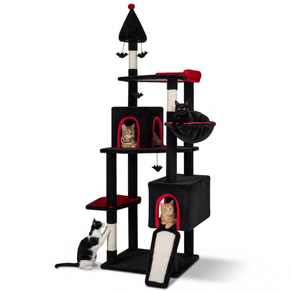 75 Inch Cat Tree, 2 Condos, Top Perch, Large Cats 20+ LBS, Black Cat Trees Condos & Scratchers Black at Gallery Canada
