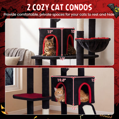 75 Inch Cat Tree, 2 Condos, Top Perch, Large Cats 20+ LBS, Black Cat Trees Condos & Scratchers at Gallery Canada