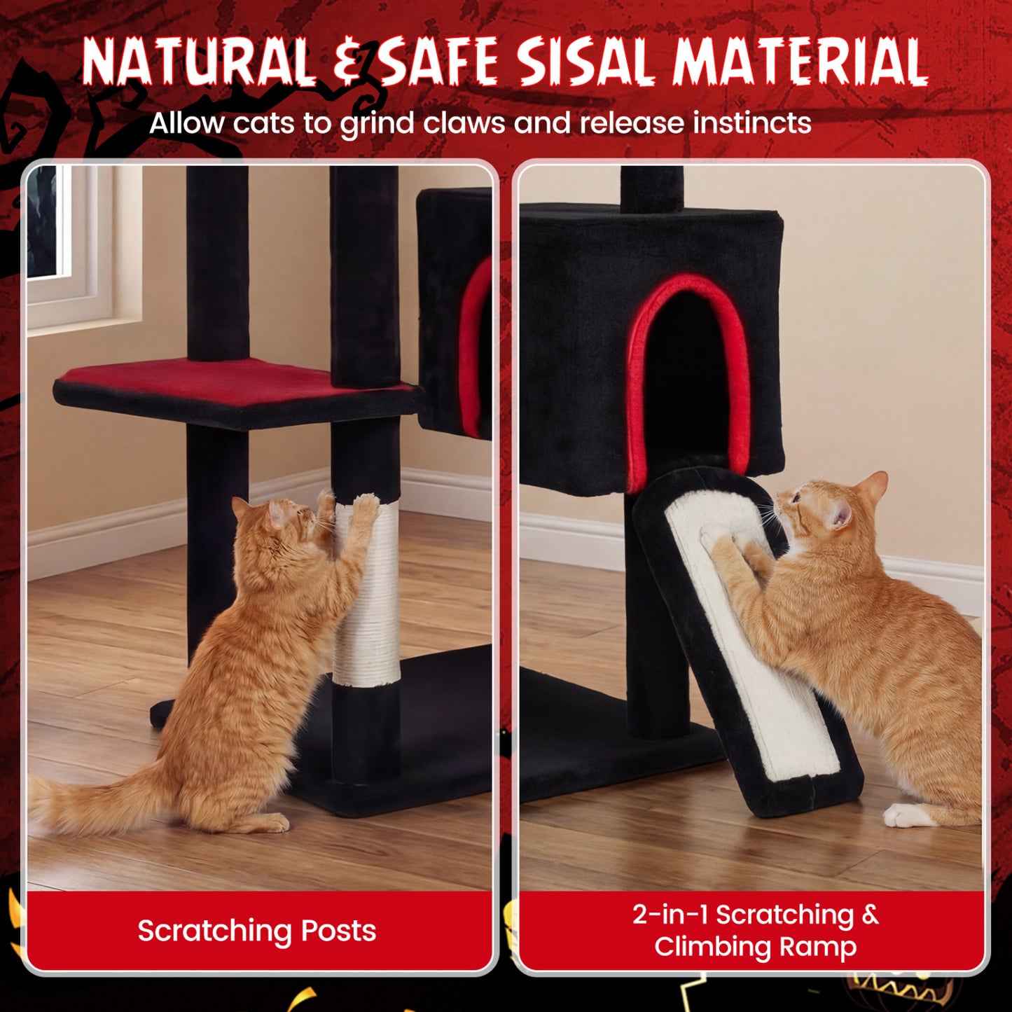 75 Inch Cat Tree, 2 Condos, Top Perch, Large Cats 20+ LBS, Black Cat Trees Condos & Scratchers at Gallery Canada