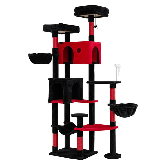 75-Inch Gothic Cat Tree with 2 Plush Perches Cat Trees Condos & Scratchers Black & Red at Gallery Canada