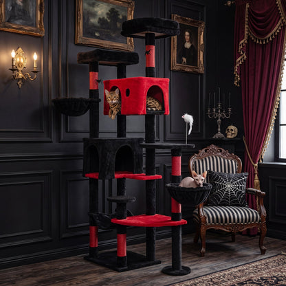 75-Inch Gothic Cat Tree with 2 Plush Perches