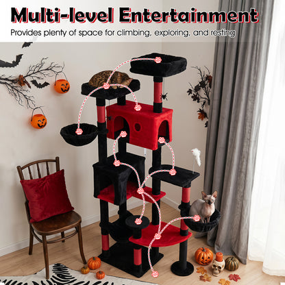 75-Inch Gothic Cat Tree with 2 Plush Perches