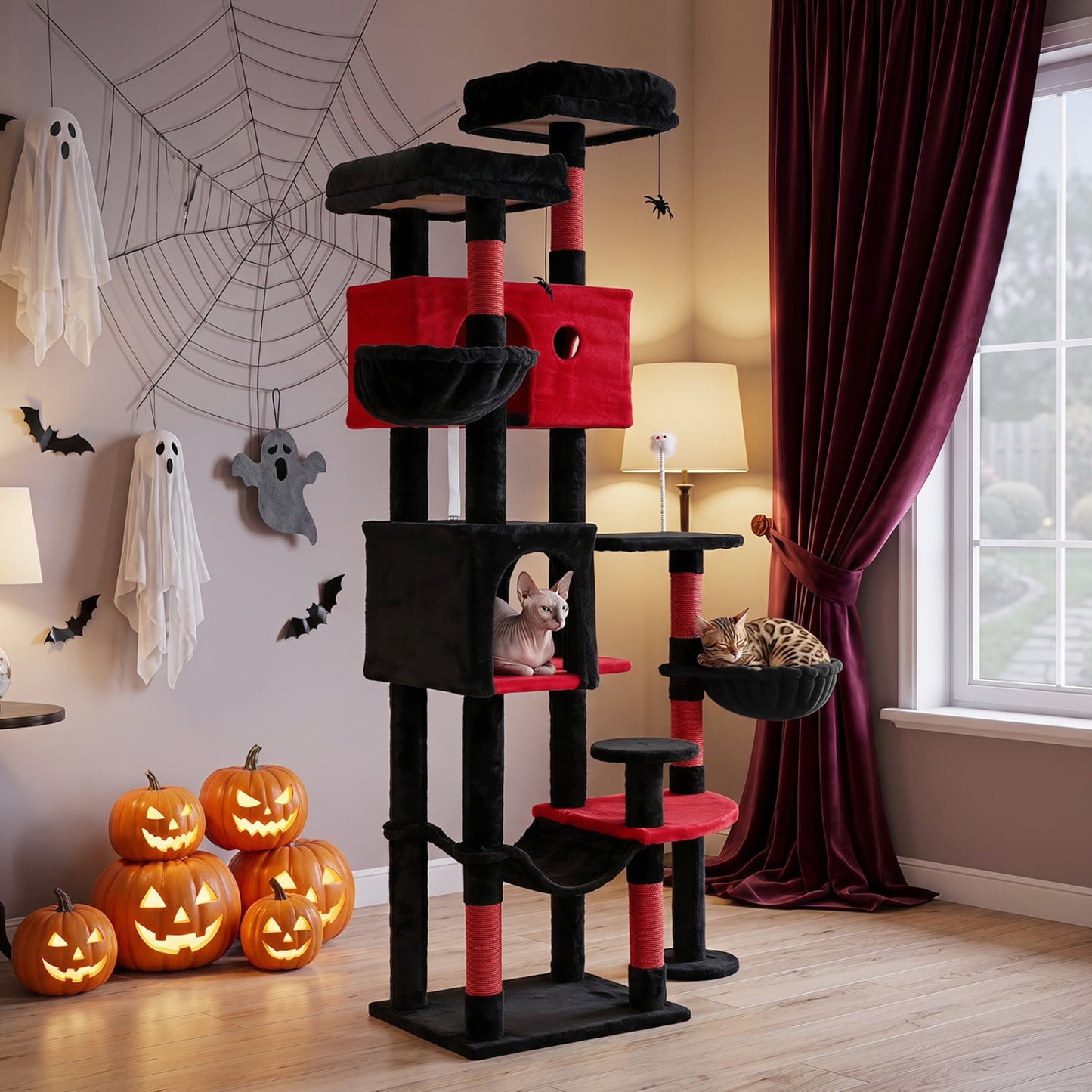 75-Inch Gothic Cat Tree with 2 Plush Perches
