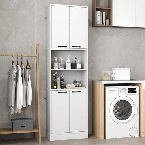 75 Inch Kitchen Pantry Cabinet, With Doors And Shelves, White
