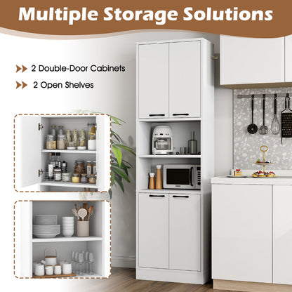 75 Inch Kitchen Pantry Cabinet, With Doors And Shelves, White Sideboards Cabinets & Buffets at Gallery Canada