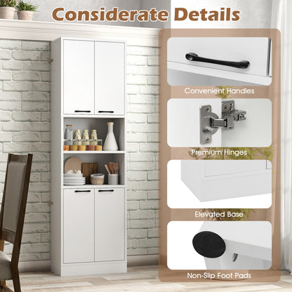 75 Inch Kitchen Pantry Cabinet, With Doors And Shelves, White Sideboards Cabinets & Buffets at Gallery Canada