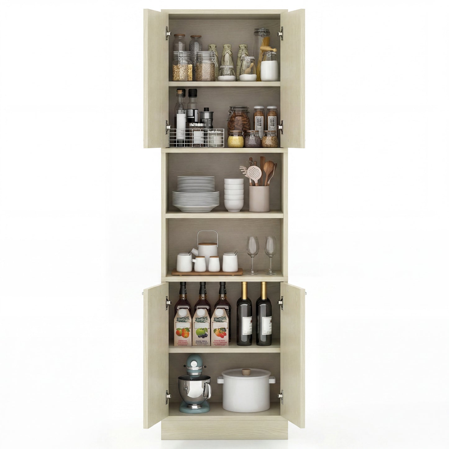 75 Inch Tall Kitchen Pantry Cabinet, Beige Sideboards Cabinets & Buffets Beige at Gallery Canada