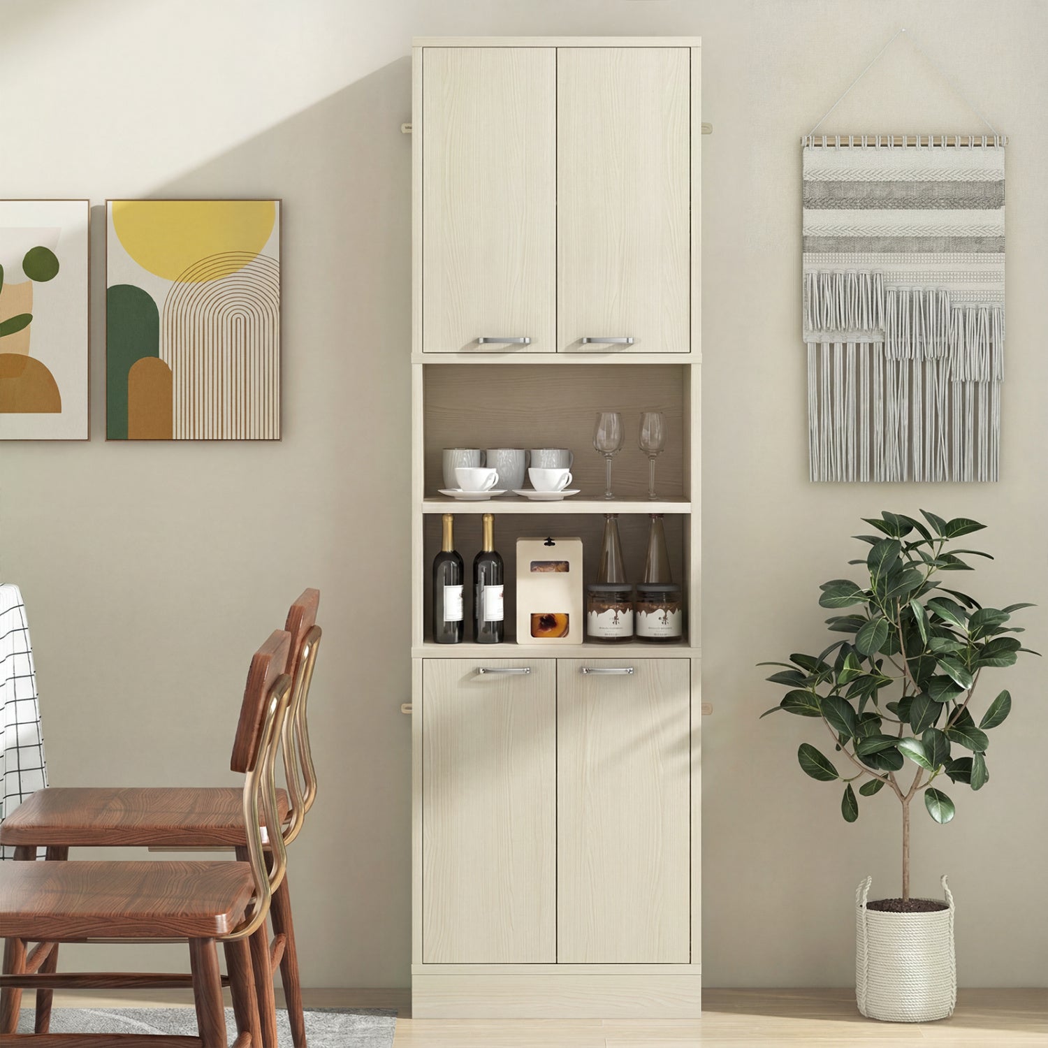 75 Inch Tall Kitchen Pantry Cabinet, Beige Sideboards Cabinets & Buffets at Gallery Canada