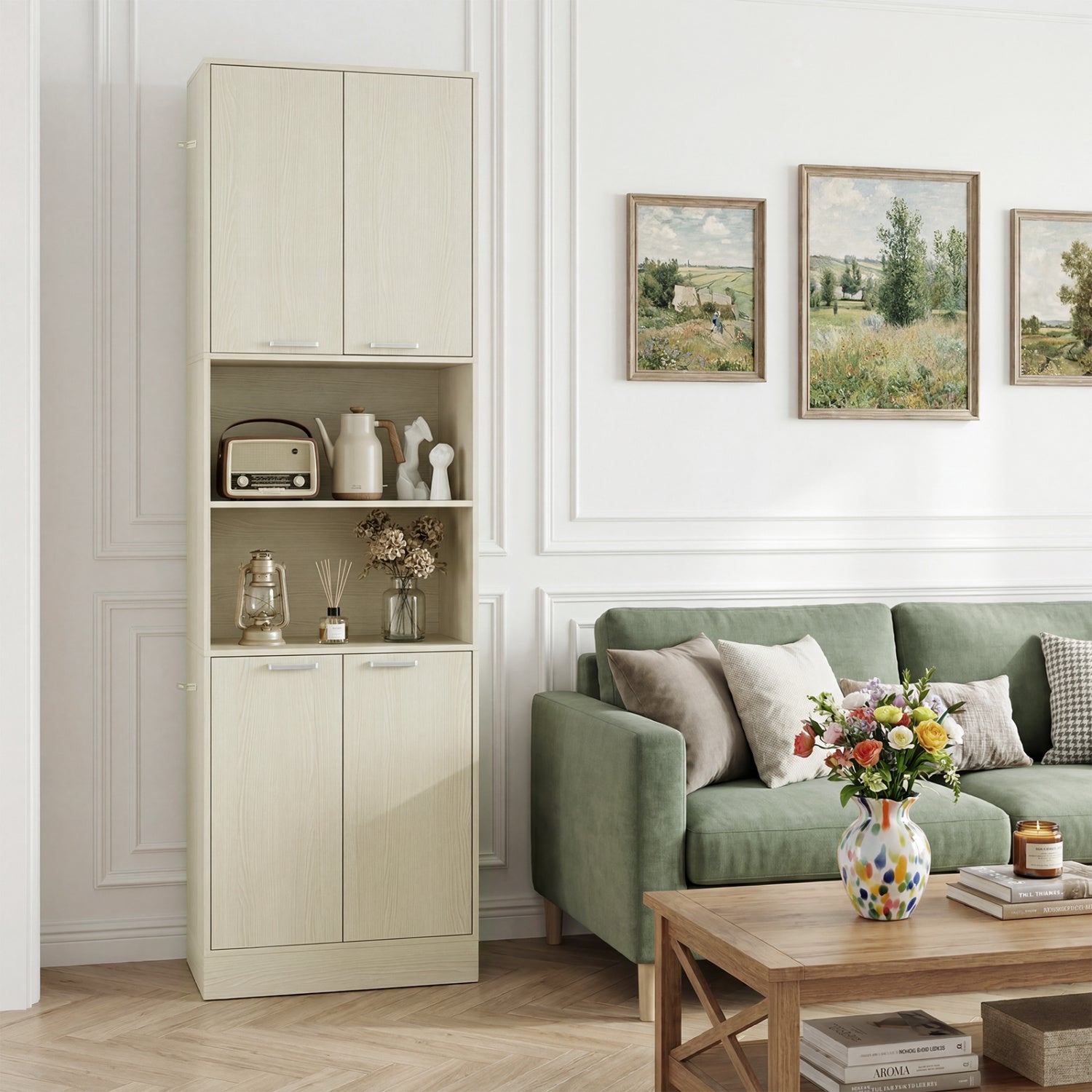 75 Inch Tall Kitchen Pantry Cabinet, Beige Sideboards Cabinets & Buffets at Gallery Canada