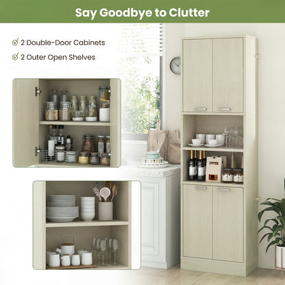 75 Inch Tall Kitchen Pantry Cabinet, Beige Sideboards Cabinets & Buffets at Gallery Canada
