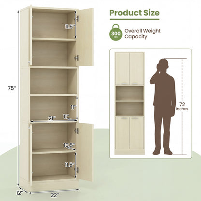75 Inch Tall Kitchen Pantry Cabinet, Beige Sideboards Cabinets & Buffets at Gallery Canada