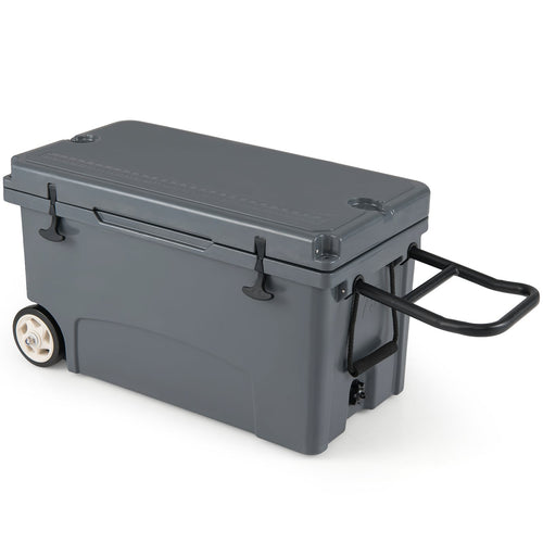75 Quart Portable Hard Cooler with 6-Day Ice Retention and Wheels, Gray