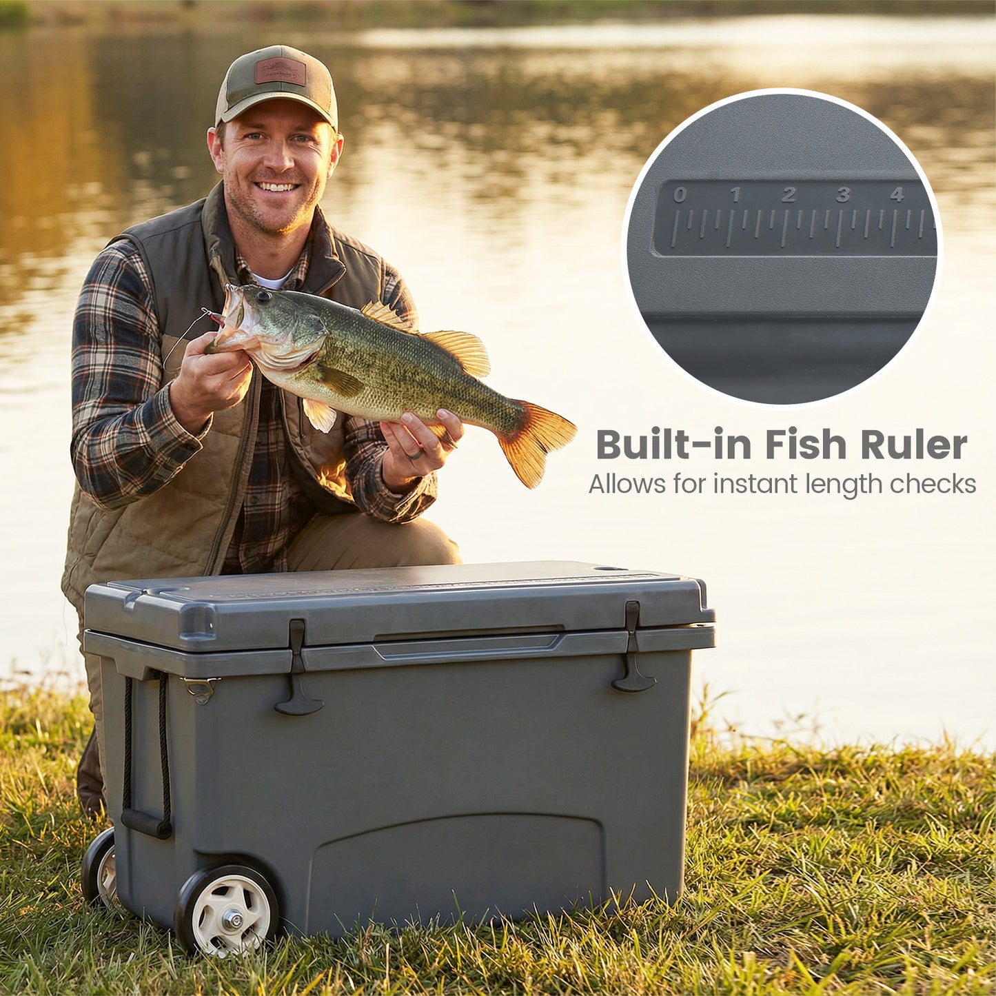 75 Quart Portable Hard Cooler with 6-Day Ice Retention and Wheels, Gray Coolers at Gallery Canada