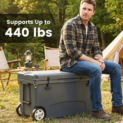 75 Quart Portable Hard Cooler with 6-Day Ice Retention and Wheels, Gray Coolers at Gallery Canada