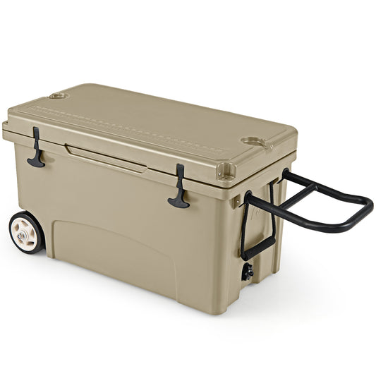 75 Quart Portable Hard Cooler with 6-Day Ice Retention and Wheels, Khaki Coolers Khaki at Gallery Canada